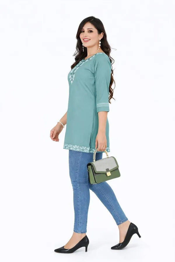 Sky_Blue_Heavy__Rayon_Wow_Short_Tunic_For_Women