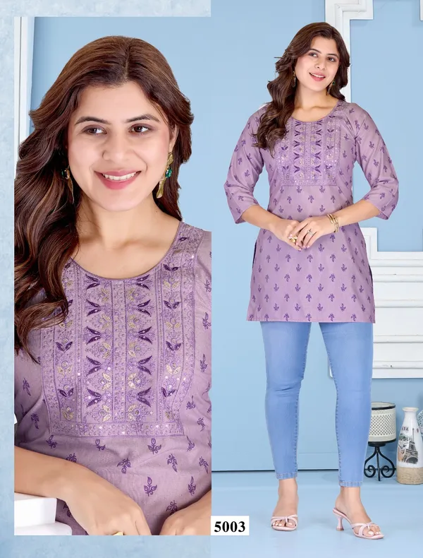 Purple__Short_Kurti_(Tunic)_Heavy_Cotton