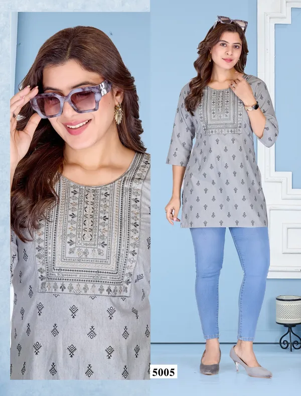 Grey__Short_Kurti_(Tunic)_Heavy_Cotton