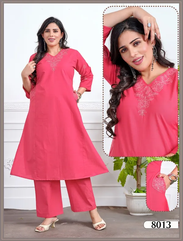 A-Line_Kurta_&_Palazzo__Heavy_Dhabu_Cotton_Two_Side_Pocket_With_Embroidery