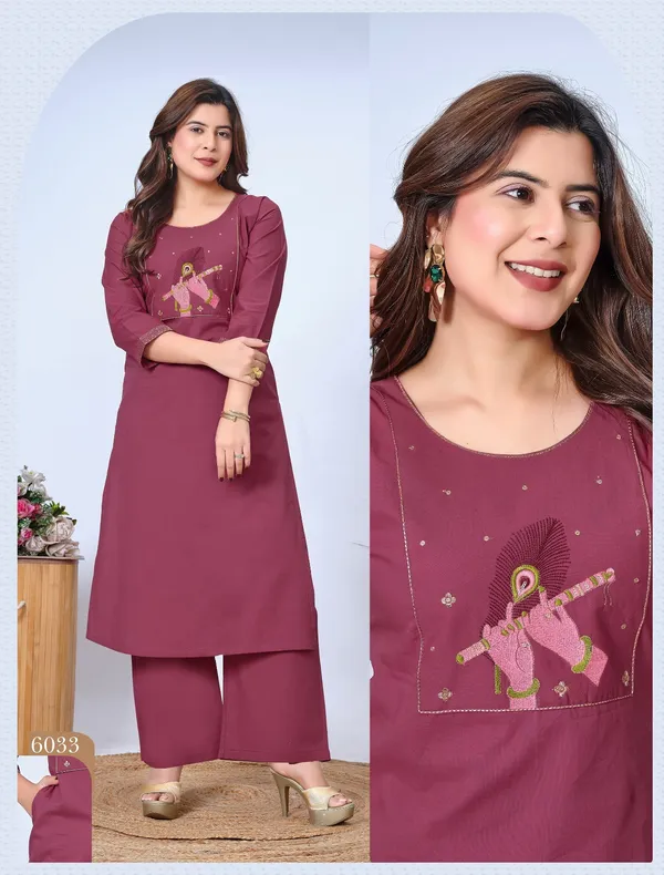 Maroon_Straight_Heavy_Dhabu_Cotton__Figure_Embroidered_Kurta_&_Palazzo__Set__For_Women