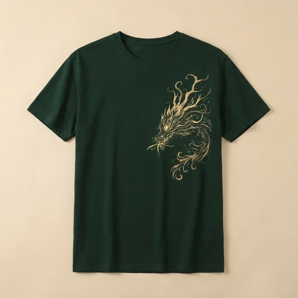 Green_Elegant_Dragon_Embroidered_Oversized_Cotton_T-Shirt_For_Men