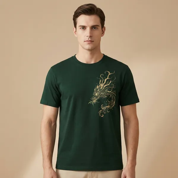 Green_Elegant_Dragon_Embroidered_Oversized_Cotton_T-Shirt_For_Men