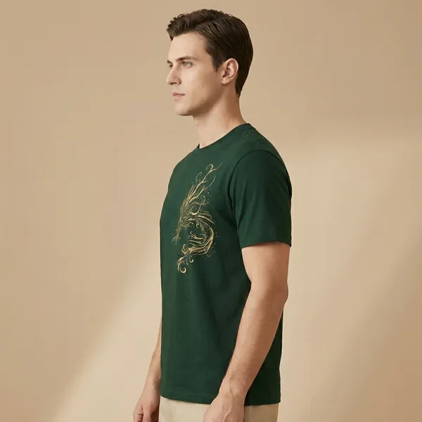 Green_Elegant_Dragon_Embroidered_Oversized_Cotton_T-Shirt_For_Men