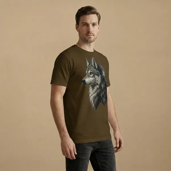 Brown_Wolf_Graphic_Print_Crew_Neck_Short_Sleeve_Cotton_T-Shirt_For_Men
