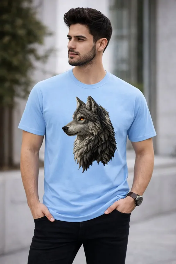 Sky_Blue_Wolf_Graphic_Print_Cotton_T-Shirt_For_Men