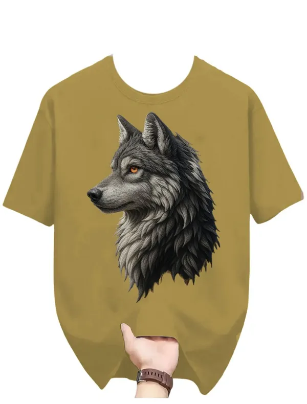 Yellow_Wolf_Graphic_Print_Cotton_T-Shirt_For_Men