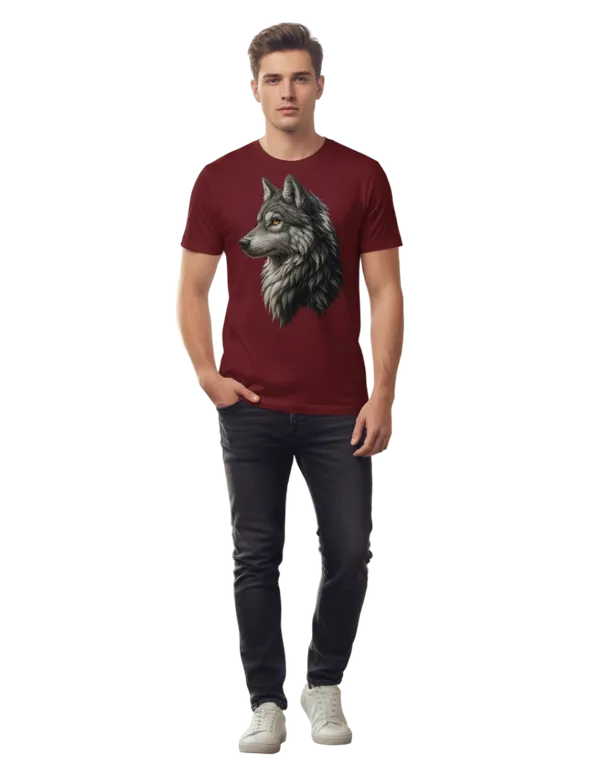 Maroon_Wolf_Portrait_Graphic_Print_Cotton_T-Shirt_For_Men