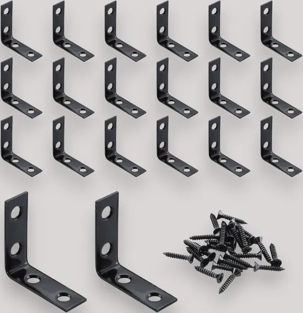 Black_Stainless_Steel_Hardware_L_Corner_Brace_Sets_1-1/2_Inch_With_Screws_|_20_Pcs_Bracket_80_Pc_Screws