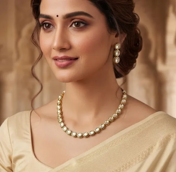 Gold-Plated__Kundan_Sleek_Necklace_|_Indian_Bridal_Jewellery
