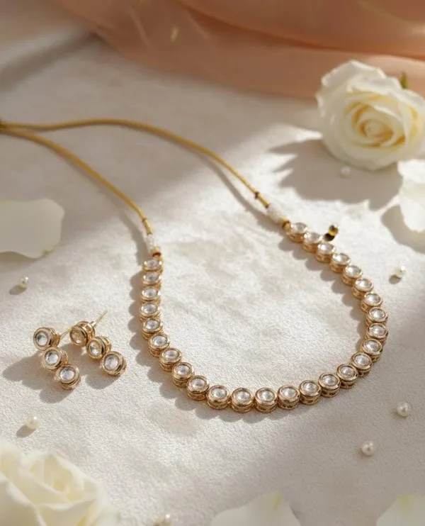 Gold-Plated__Kundan_Sleek_Necklace_|_Indian_Bridal_Jewellery