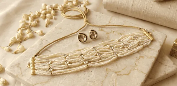 White_Beads_kundan_Choker_Necklace_Set_|_Elegant_Pearl_Look_Bridal_Jewellery