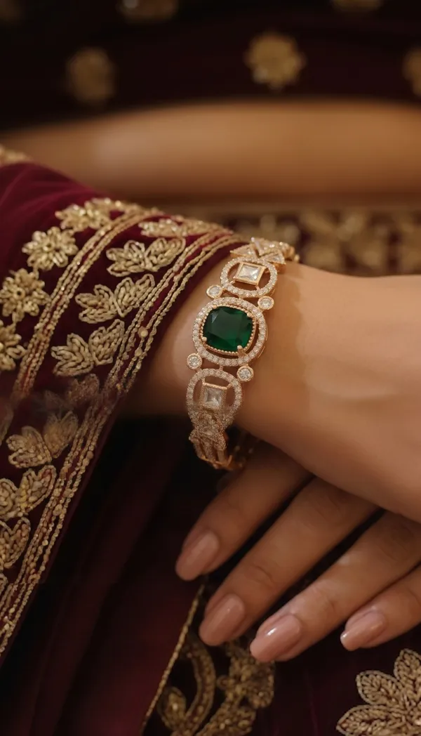 Designer_Kundan_Bracelet_|_Gold_Plated_Ethnic_emerald_Jewellery