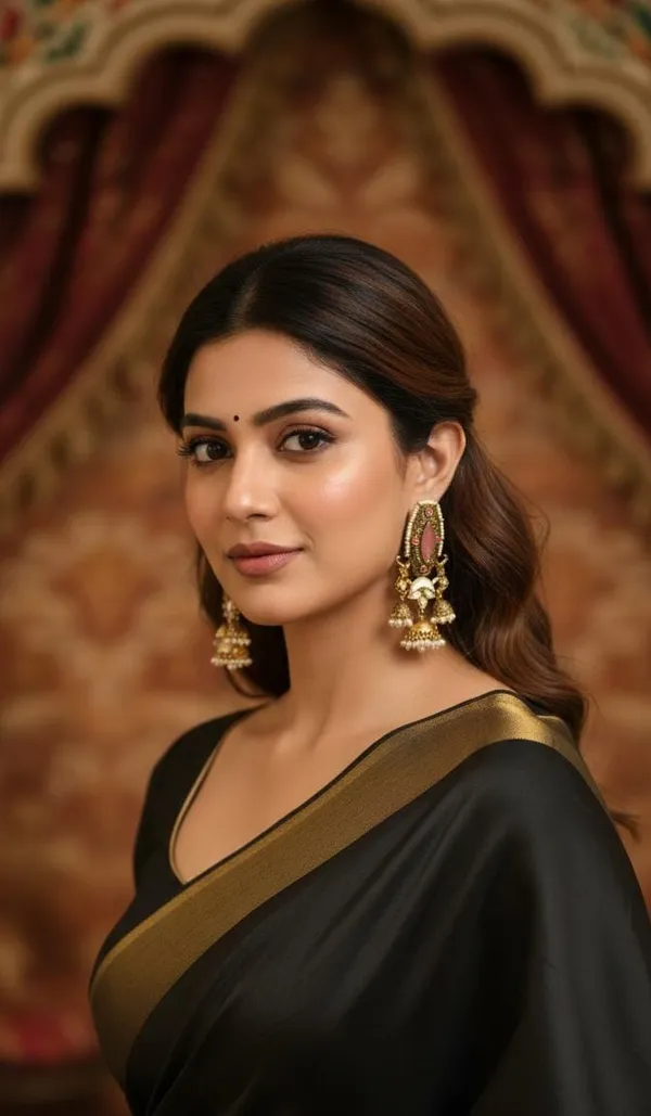 Antique_Gold_Polish_With_Pink_Antique_jhumki_Earrings_|_Elegant_Traditional_Jewellery