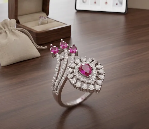 Elegant_AD_Cocktail_Ring_with_Ruby_Pink_Stones_&_Zircon_Sparkle(Adjustable)