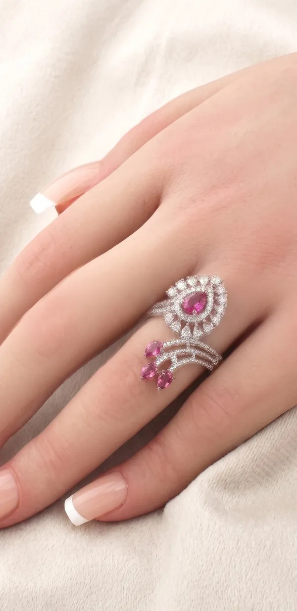 Elegant_AD_Cocktail_Ring_with_Ruby_Pink_Stones_&_Zircon_Sparkle(Adjustable)