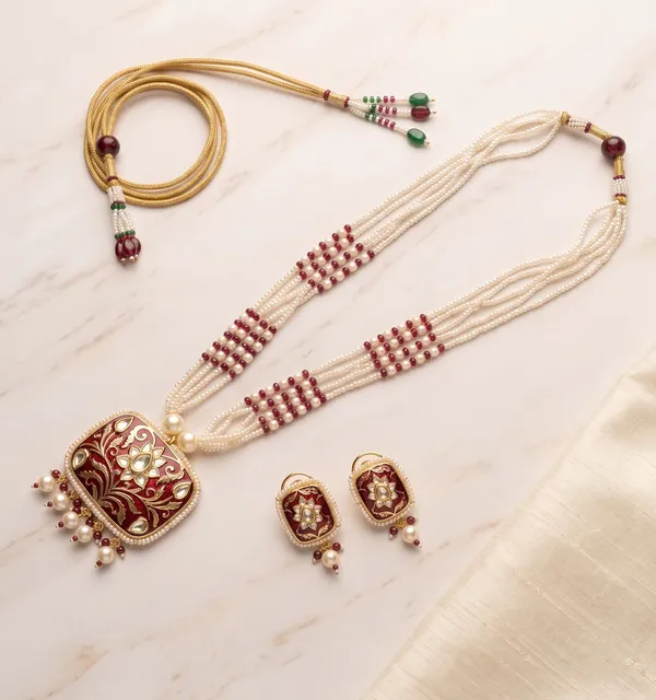 Elegant_Meenakari_Pearl_Multi-Layer_Necklace_&_Earrings_Set_|_Royal_Party_Ethnic_Necklace_Set