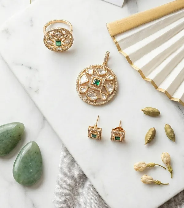 Emerald__Polki_Pendant_with_Earrings_and_Ring_combo_|_Royal_touch_Combo