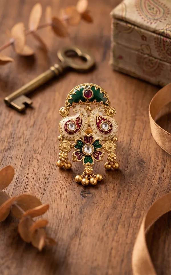 Gold_Look_Ghungroo_Cocktail_adjustable_Ring_for_Women_|_Unique_Statement_Ring_with_Traditional_Touch