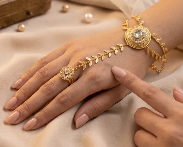 Gold_Look_Hathphool_Bracelet_with_Adjustable_Ring_–_Traditional_Indian_wedding_golden_Hathphool