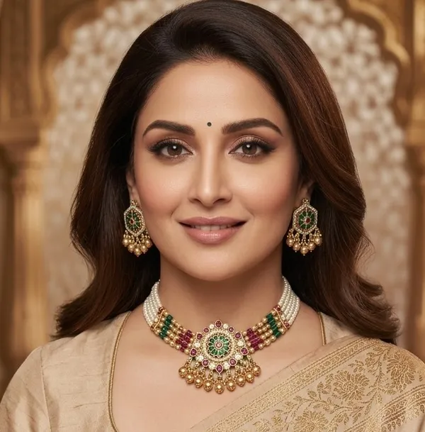 Handmade_Gold_Tone_Ethnic_Choker_&_Earring__|_Antique_Ethnic_Jewelry