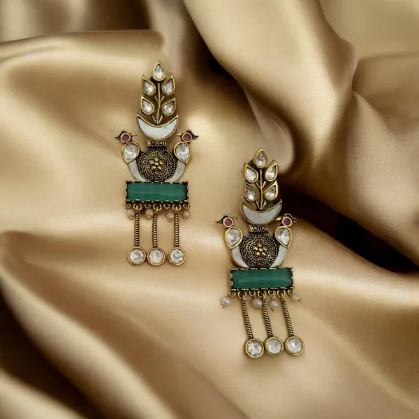 Polki_MOP_with_Mint_Stone_Dangle_Earrings_|__Premium_Cocktail_Polki_Earrings