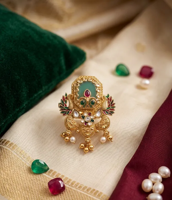 Traditional_Ethnic_Drop_Ring_with_Antique_Finish_|_Modern_Gold_Ethnic_Ring(Adjustable)