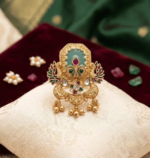 Traditional_Ethnic_Drop_Ring_with_Antique_Finish_|_Modern_Gold_Ethnic_Ring(Adjustable)
