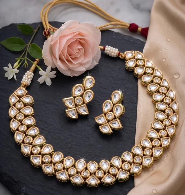 Luxury_Kundan_Choker_Necklace_Set_with_Earrings_|_Traditional_Gold_Finish_Bridal_Jewellery