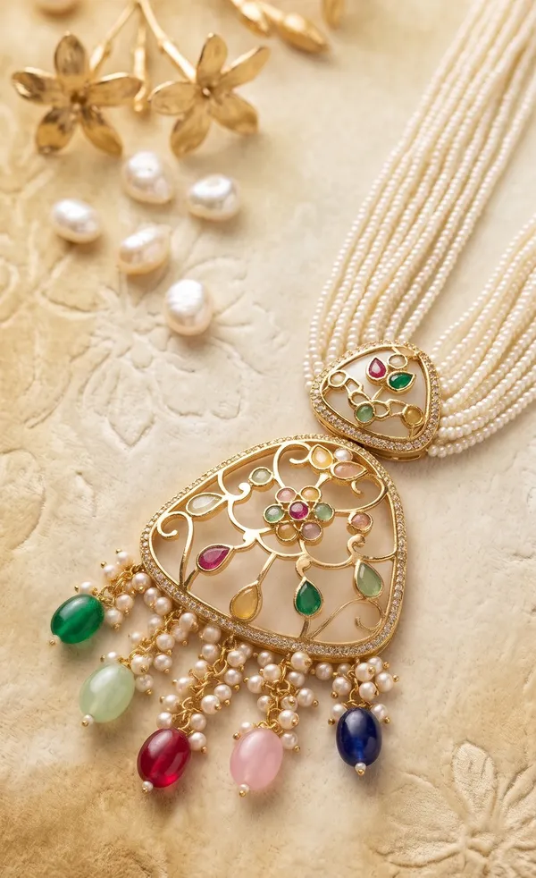 Mother_of_Pearl_Long_Necklace_with_Colourful_Stones_–_Elegant_Statement_Jewellery_Set_for_Women