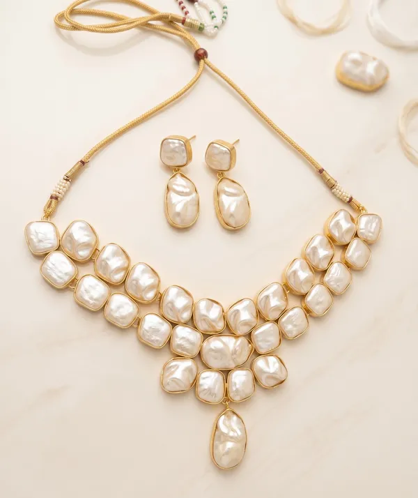 Mother_of_Pearl_Statement__Boho_Necklace_Set_with_Earrings_|_Gold_Finish_Designer_Necklace_for_Women