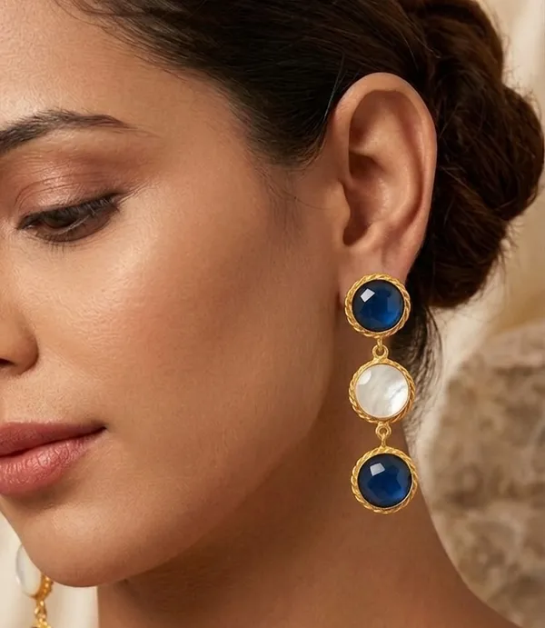 Blue_And_White_Mother_Of_Pearl_Earrings__|_Indo_Western_Earrings