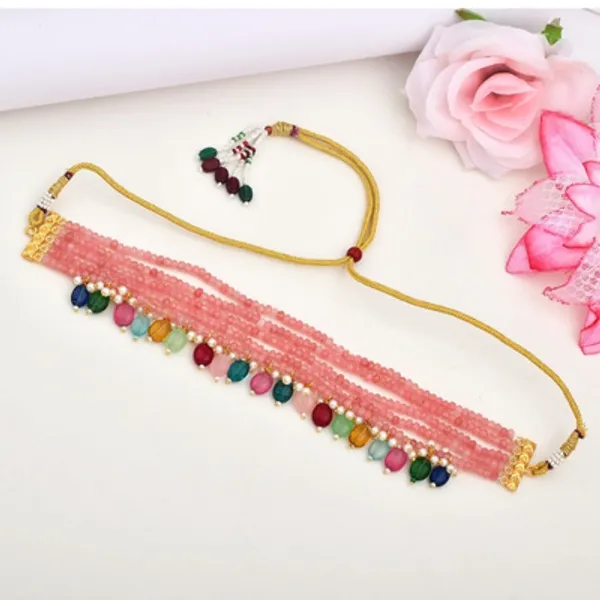Pink_Onyx_Choker_with_Rainbow_Gemstone_Accents_Mala