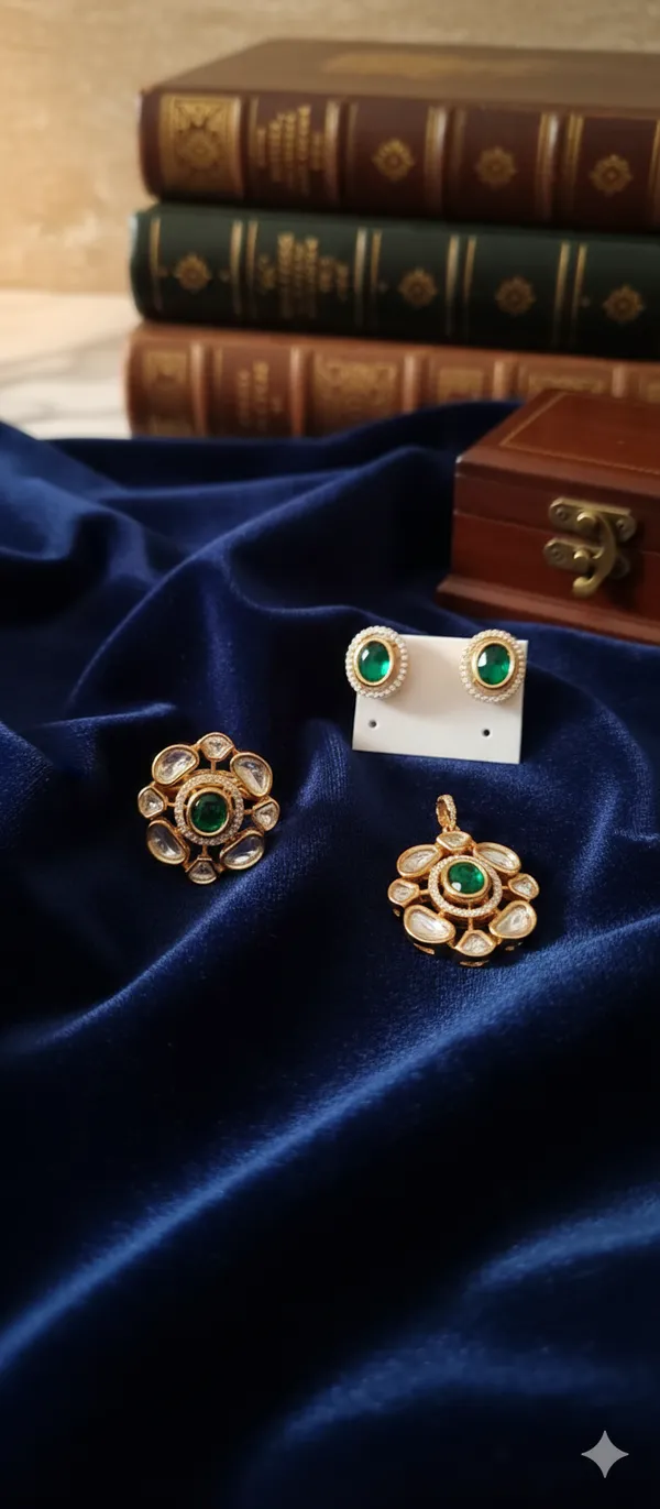 Premium_Polki_Pendant_set_with_Cocktail_Ring_Combo(_adjustable)