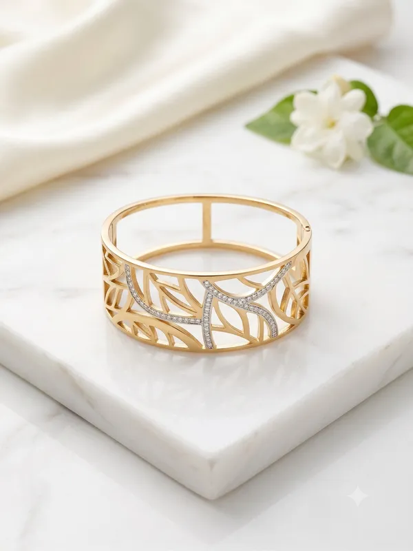 Premium__Gold_Leaf_Design_Anti-Tarnish_Broad_Bracelet_for_Women_|