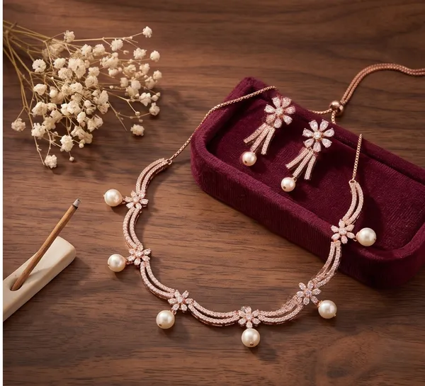 Rose_Gold_Sleek_Necklace_&_Earrings_Set_|_Real_Gold_Look_|_Anti_Tarnish_Minimal_Jewellery