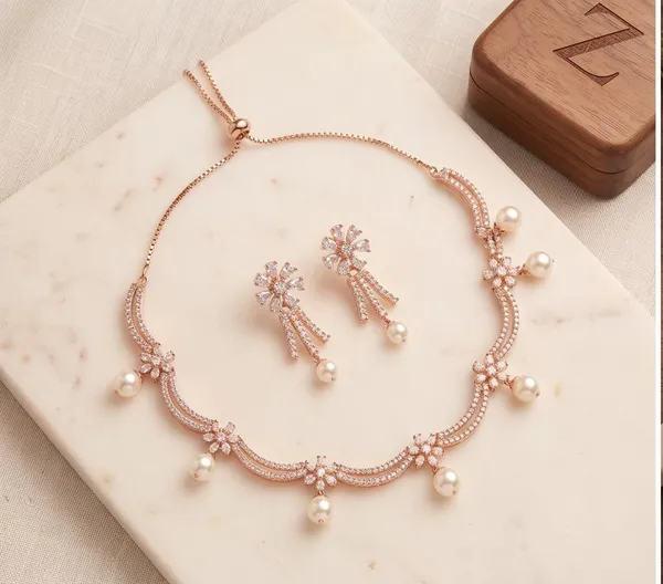 Rose_Gold_Sleek_Necklace_&_Earrings_Set_|_Real_Gold_Look_|_Anti_Tarnish_Minimal_Jewellery