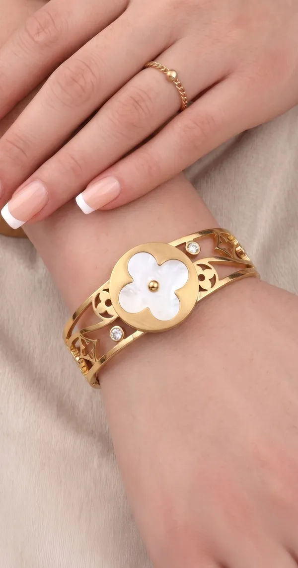 Anti_Tarnish_Gold_Plated_Clover_Motif_Broad_Bracelet_–_Elegant_Statement_Cuff_for_Women