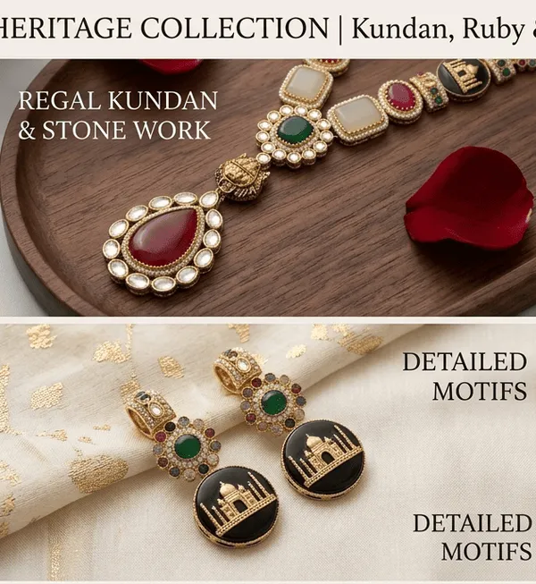 Sabyasachi_Inspired_Long_Kundan_Necklace_with_Tiger_Motif_|_Vintage_Polki_Bridal_Jewelry_Set_with_Earrings