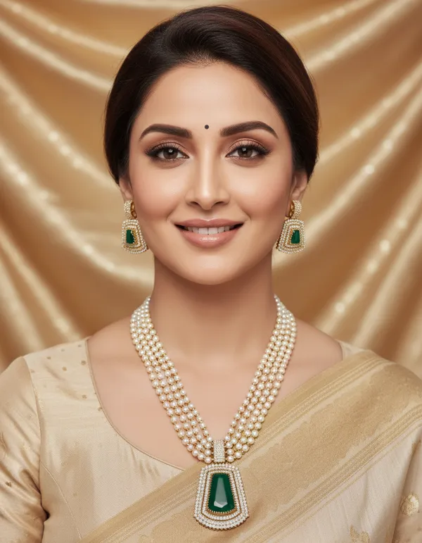 White_And_Green_Beads_Pearls_Fusion_Necklace_Set_|_Party_Wear_Traditional_set