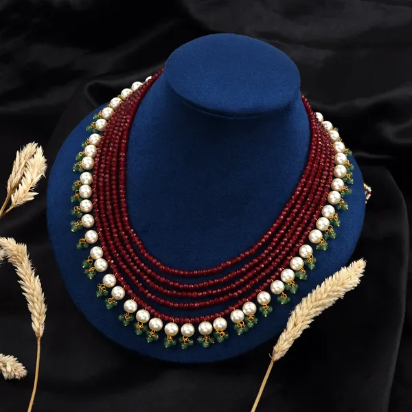 Hydro_Beads__Five_Layered_Princess_Mala_|__(Maroon_beads_necklace_)