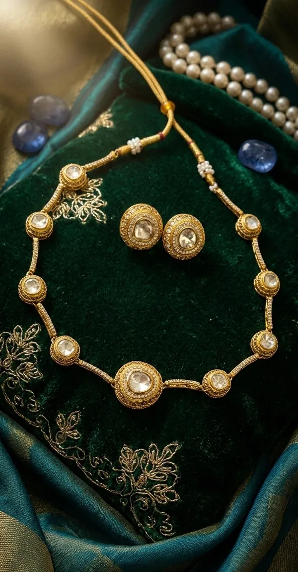 Gold-Plated_Polki__Sleek_Necklace_For_Women_|_Minimalist_Elegant_Necklace