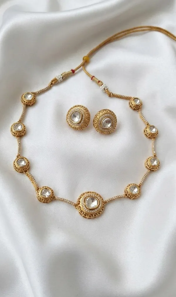 Gold-Plated_Polki__Sleek_Necklace_For_Women_|_Minimalist_Elegant_Necklace
