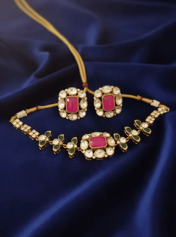 Moissanite_Ethnic_Choker_Necklace_|_Premium__Bridal_&_Party_Wear_Jewellery