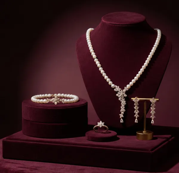 American_Diamond_Pearl_Combo_|_Necklace_|_Earring_|_Bracelet_|_Ring_|_Set_of_all_4