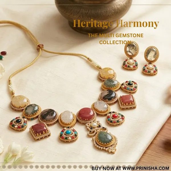 Bohemian_Multicolor_Gemstone_Necklace_Set_|_Polki_Kundan_Style_Indian_Jewelry