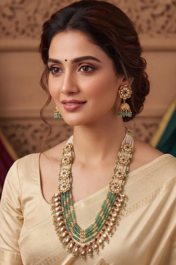 Green_Multi-Layer_Kundan_Long_Necklace_Set_with_Polki_&_Beads_|_Traditional_Wedding_Necklace