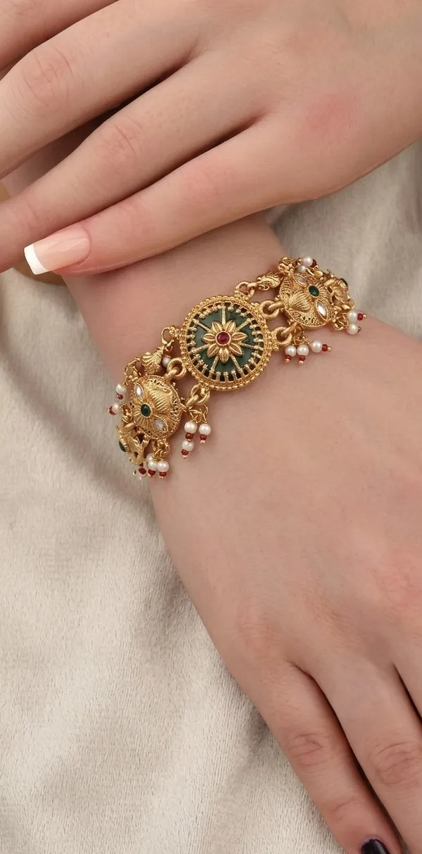 Gold_Look_Adjustable_Bracelet_with_Stone_for_Women_|_Elegant_Daily_Wear_Bracelet