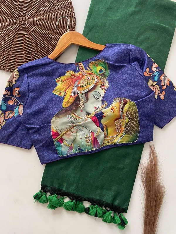 Blue_Cotton_Saree_And_Blouse_For_Women