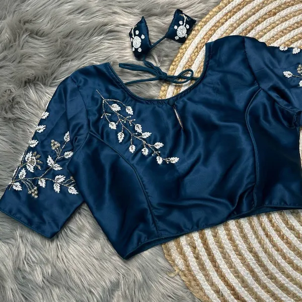 Navy_Blue_Silk_Blouse_For_Women